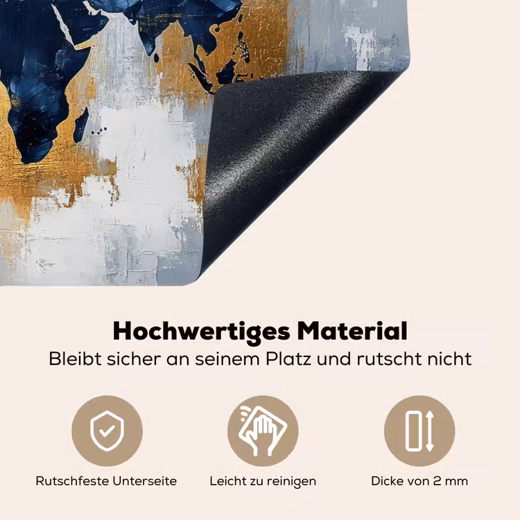 Wereldkaart - Blauw - Abstract Inductie beschemer met haakjes klein -ky-onderkant-de