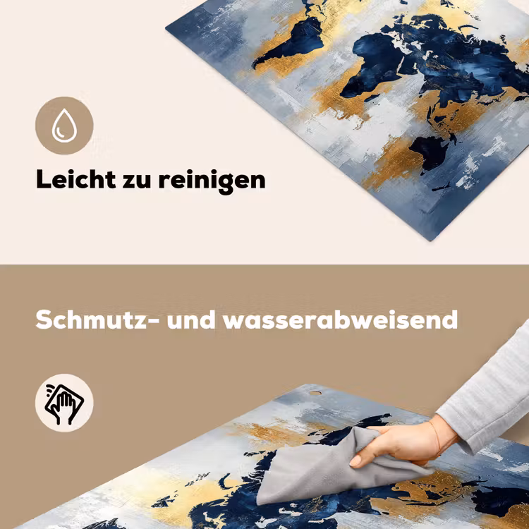Wereldkaart - Blauw - Abstract Inductie beschemer met haakjes klein -ky-schoon-de
