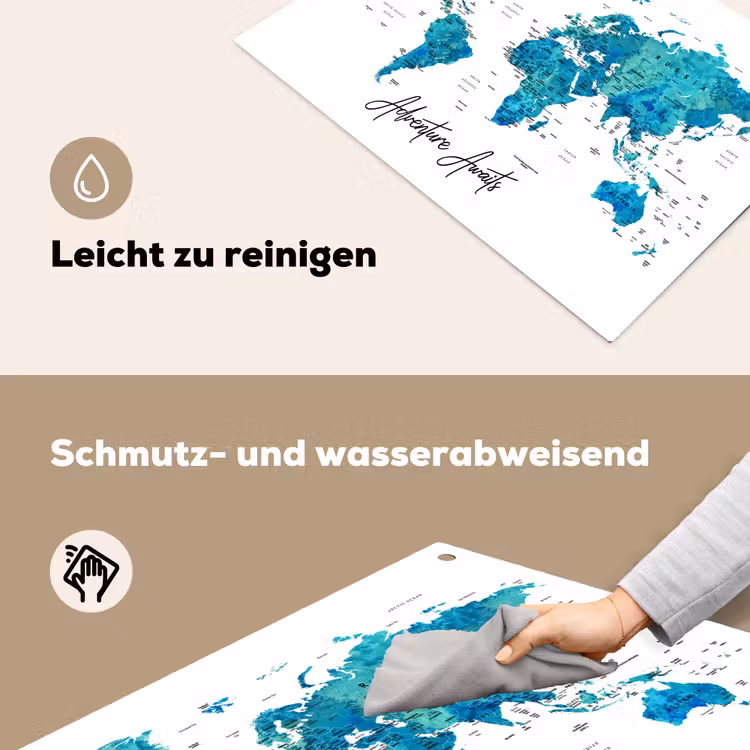 Wereldkaart - Blauw - Kleurrijk Inductie beschemer met haakjes klein -ky-schoon-de