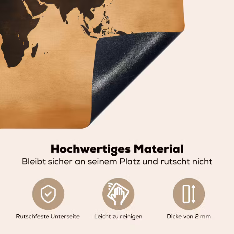 Wereldkaart - Bruin - Kaart Inductie beschemer met haakjes klein -ky-onderkant-de