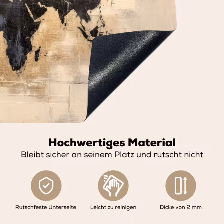 Wereldkaart - Goud - Zwart - Abstract Inductie beschemer met haakjes klein -ky-onderkant-de