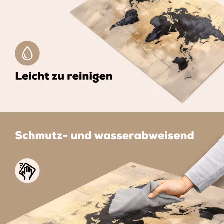 Wereldkaart - Goud - Zwart - Abstract Inductie beschemer met haakjes klein -ky-schoon-de