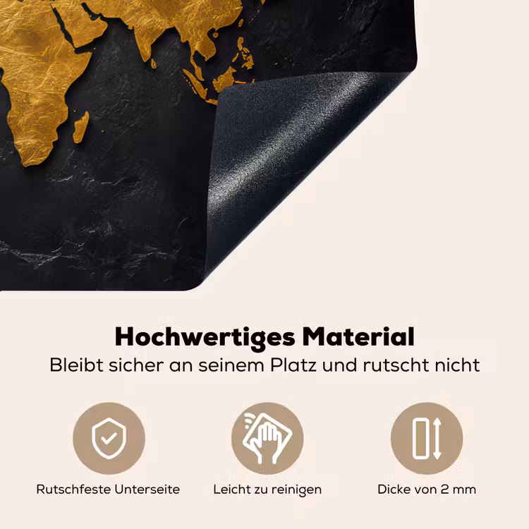 Wereldkaart - Goud - Steen Inductie beschemer met haakjes klein -ky-onderkant-de