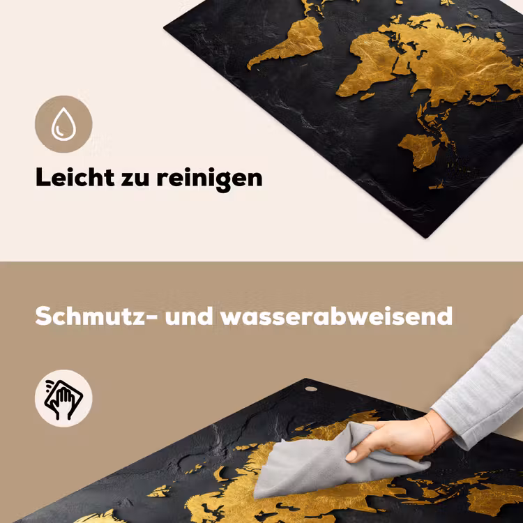 Wereldkaart - Goud - Steen Inductie beschemer met haakjes klein -ky-schoon-de