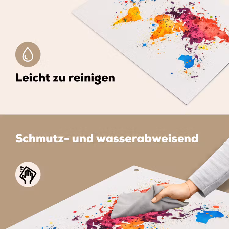 Wereldkaart - Graffiti - Kleurrijk Inductie beschemer met haakjes klein -ky-schoon-de