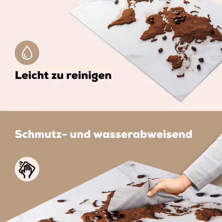 Wereldkaart - Koffie - Marmer Inductie beschemer met haakjes klein -ky-schoon-de