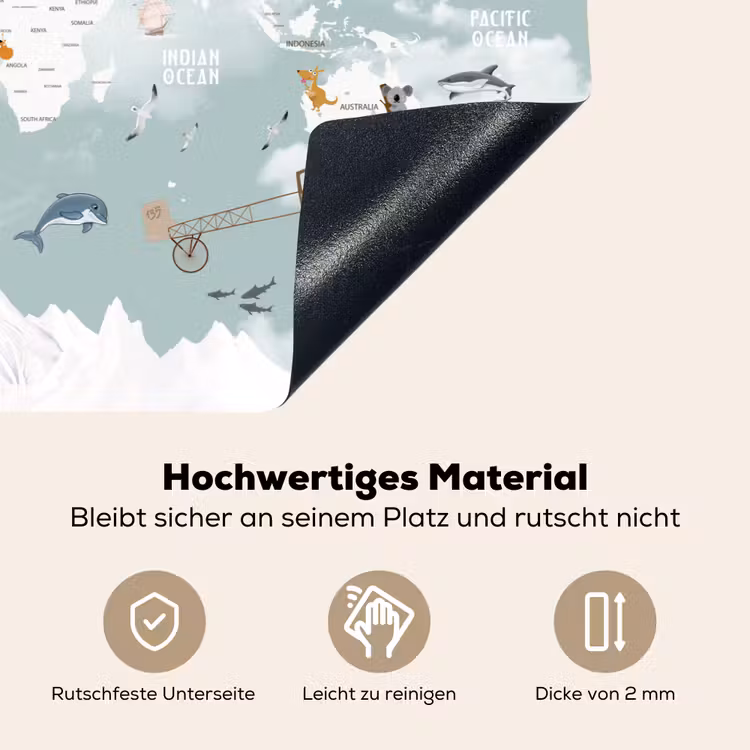 Wereldkaart - Kind - Vliegtuig Inductie beschemer met haakjes klein -ky-onderkant-de