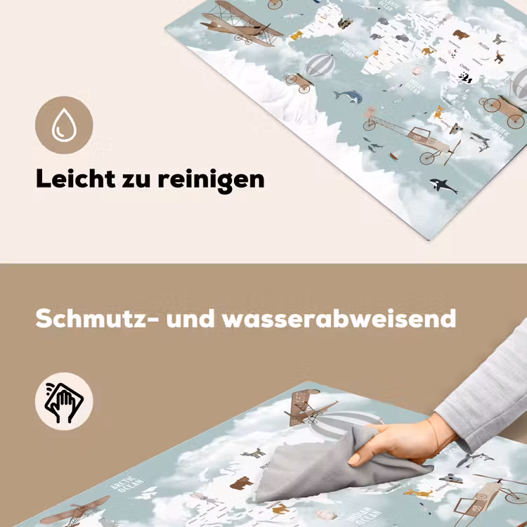 Wereldkaart - Kind - Vliegtuig Inductie beschemer met haakjes klein -ky-schoon-de