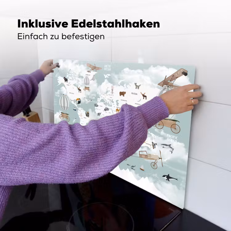 Wereldkaart - Kind - Vliegtuig Inductie beschemer met haakjes klein -ky-ophangen-de