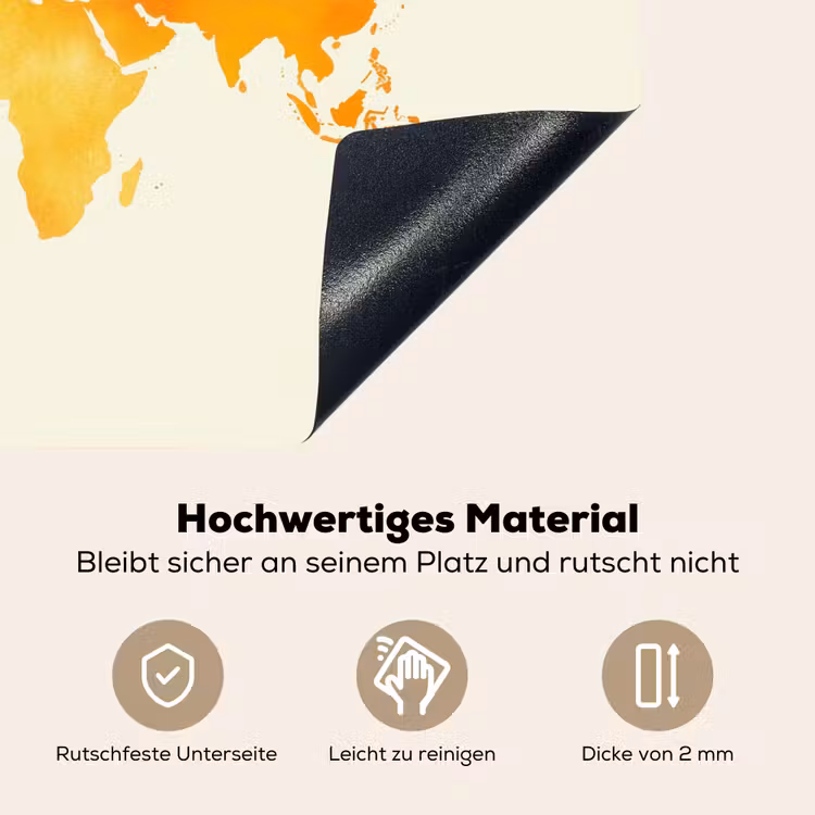Wereldkaart - Oranje - Kleurrijk Inductie beschemer met haakjes klein -ky-onderkant-de