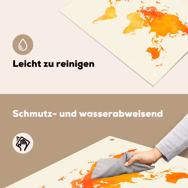 Wereldkaart - Oranje - Kleurrijk Inductie beschemer met haakjes klein -ky-schoon-de