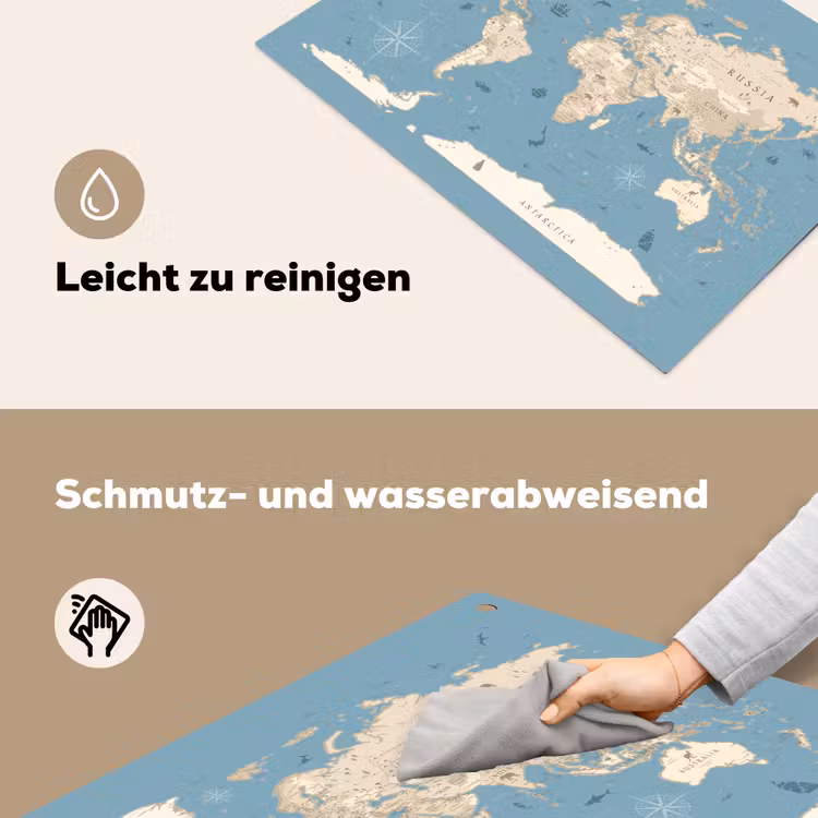 Wereldkaart - Oceaan - Realistisch - Blauw Inductie beschemer met haakjes klein -ky-schoon-de