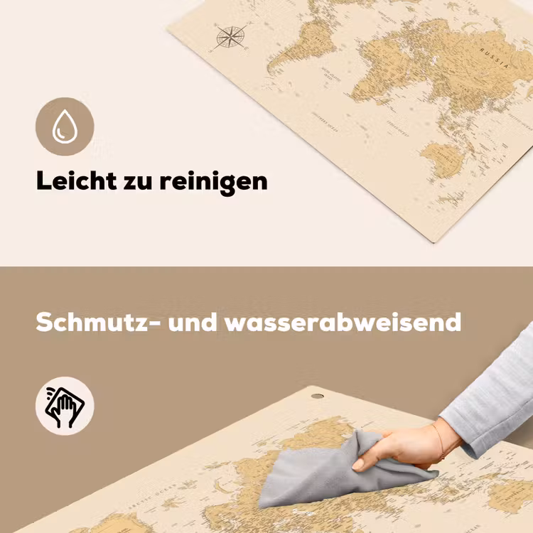 Wereldkaart - Realistisch - Beige Inductie beschemer met haakjes klein -ky-schoon-de