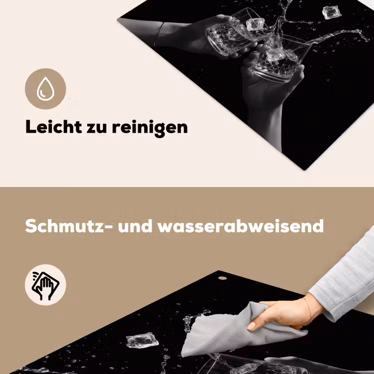 Whickyglazen - Ijs - Spetters - Zwart Inductie beschemer met haakjes klein -ky-schoon-de