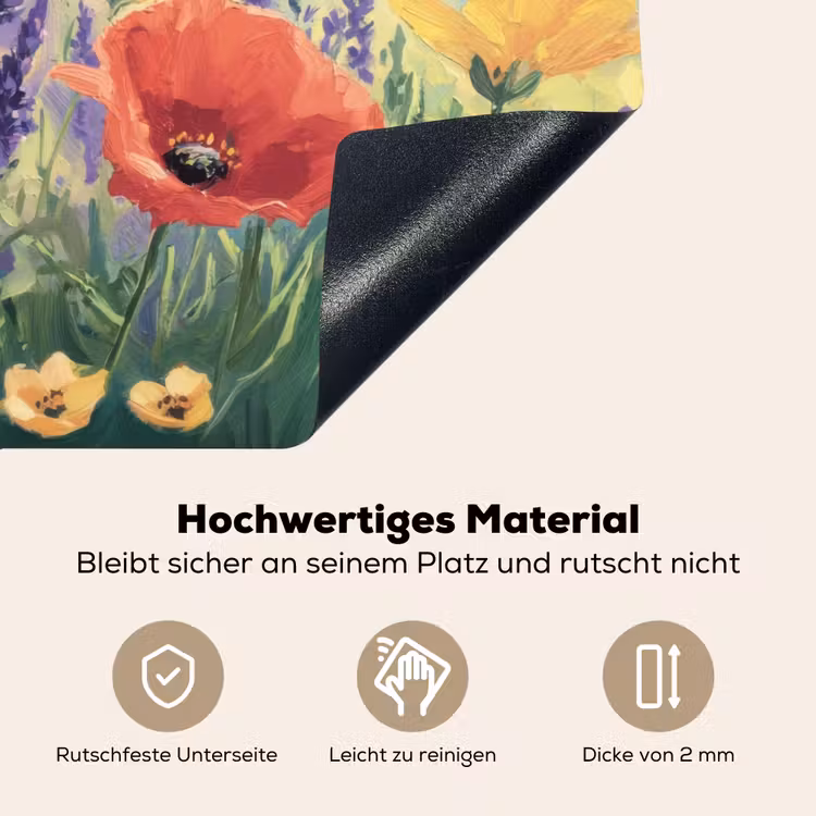 Weide - Bloemen - Kleurrijk Inductie beschemer met haakjes klein -ky-onderkant-de