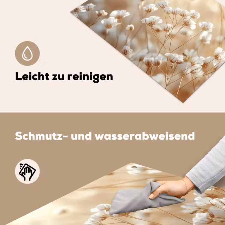 Wilde - Bloemen - Wit Inductie beschemer met haakjes klein -ky-schoon-de