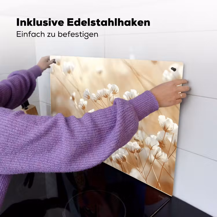 Wilde - Bloemen - Wit Inductie beschemer met haakjes klein -ky-ophangen-de