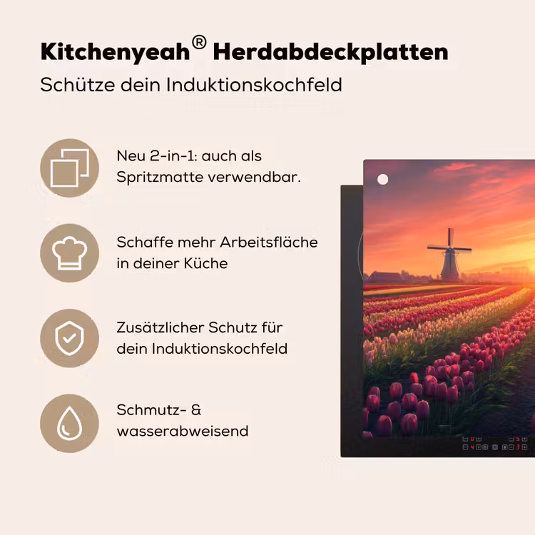 Windmolen - Zonsondergang - Landschap Inductie beschemer met haakjes klein -ky-usp-de