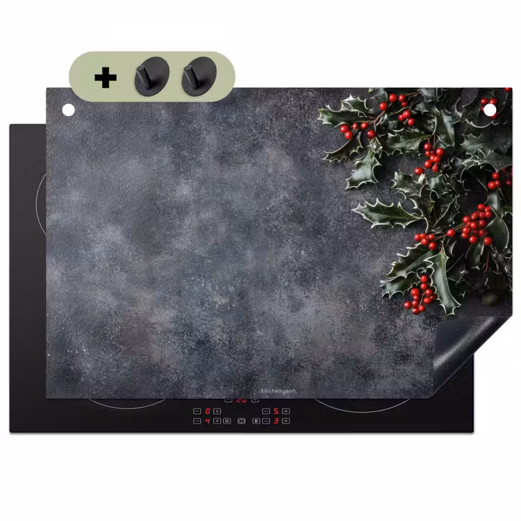 Winter - Hulst - Kerst - Beton Inductie beschemer met haakjes klein -3d