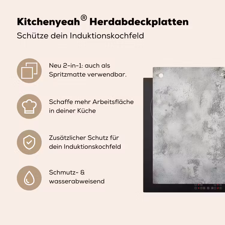 Winter - Kerst - Beton - Dennenappels Inductie beschemer met haakjes klein -ky-usp-de