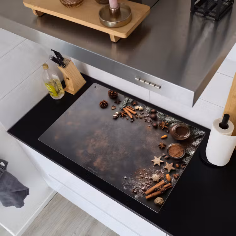 Winter - Kerst - Specerijen - Beton Inductie beschemer met haakjes klein -sfeer1