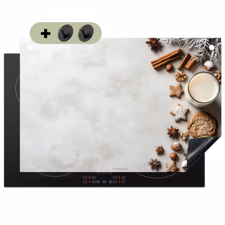 Winter - Kerst - Specerijen - Wit Inductie beschemer met haakjes klein -3d