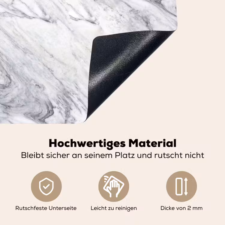 Wervelende - Grijsstructuur - Marmer - Wit Inductie beschemer met haakjes klein 777 -ky-onderkant-de