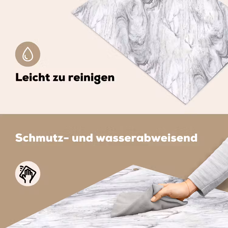 Wervelende - Grijsstructuur - Marmer - Wit Inductie beschemer met haakjes klein 777 -ky-schoon-de