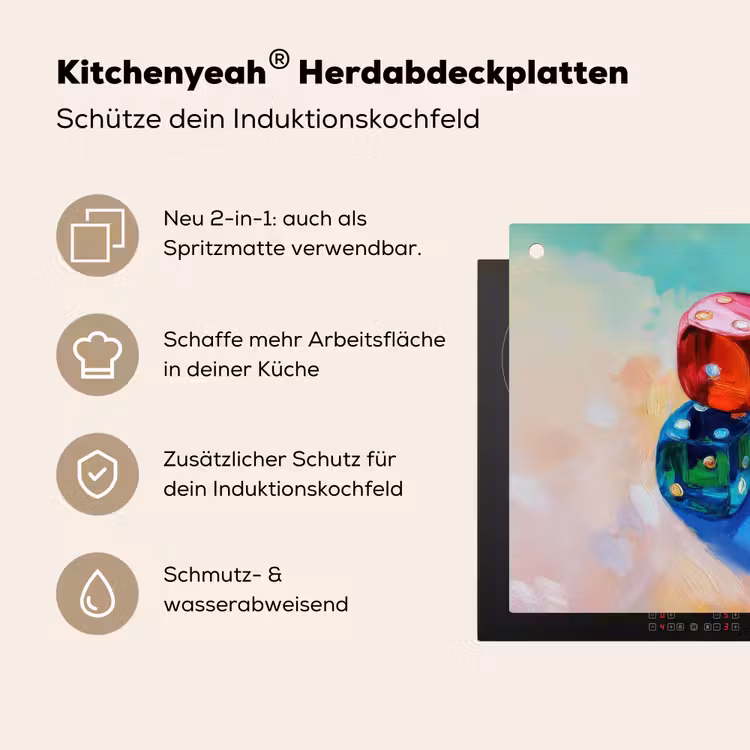 Dobbelstenen - Kleurrijk - Getallen - Stipjes Inductie beschemer met haakjes middel -ky-usp-de
