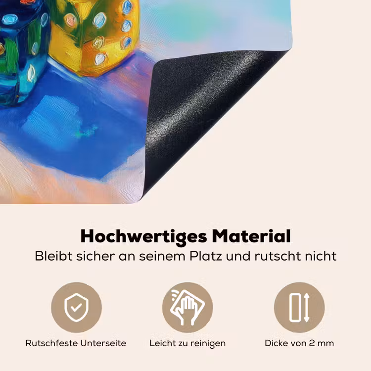 Dobbelstenen - Kleurrijk - Getallen - Stipjes Inductie beschemer met haakjes middel -ky-onderkant-de
