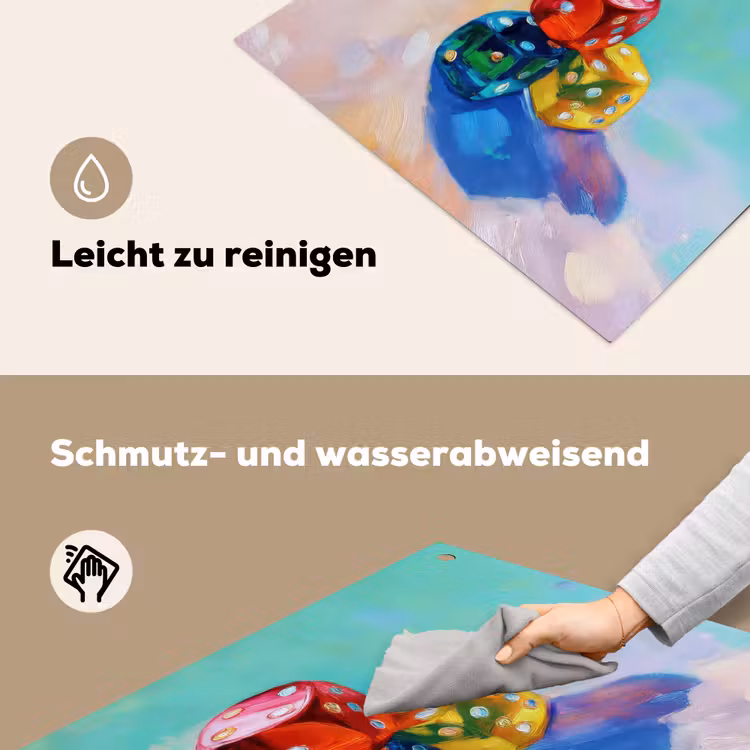 Dobbelstenen - Kleurrijk - Getallen - Stipjes Inductie beschemer met haakjes middel -ky-schoon-de