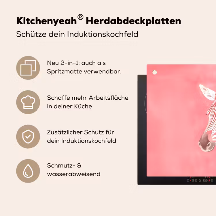 Zebra - Pink - Verf Inductie beschemer met haakjes klein -ky-usp-de