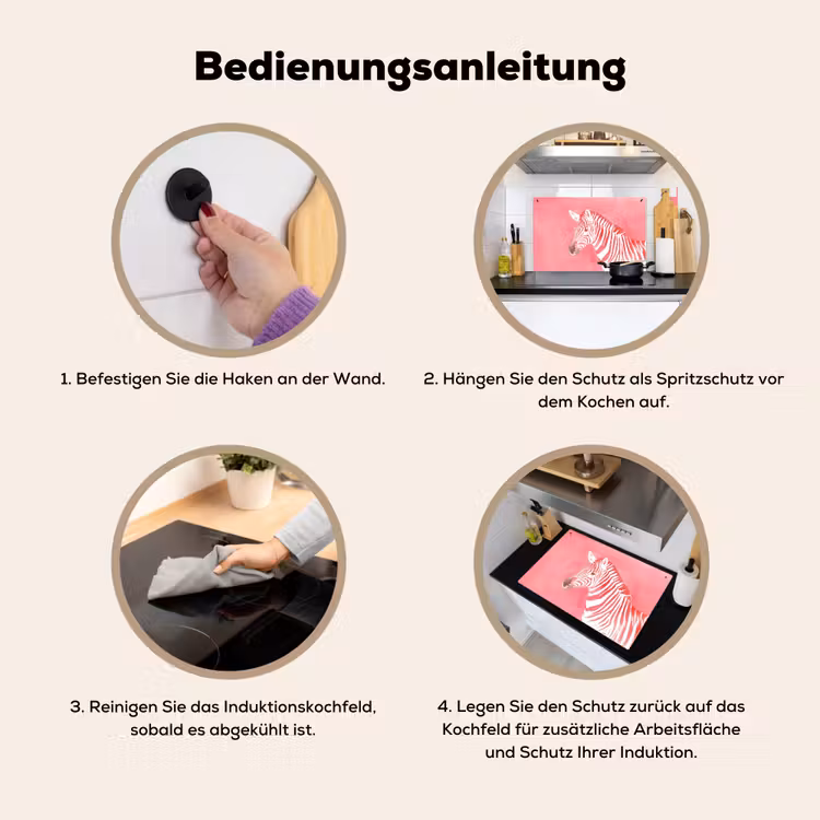 Zebra - Pink - Verf Inductie beschemer met haakjes klein -ky-gebruik-de