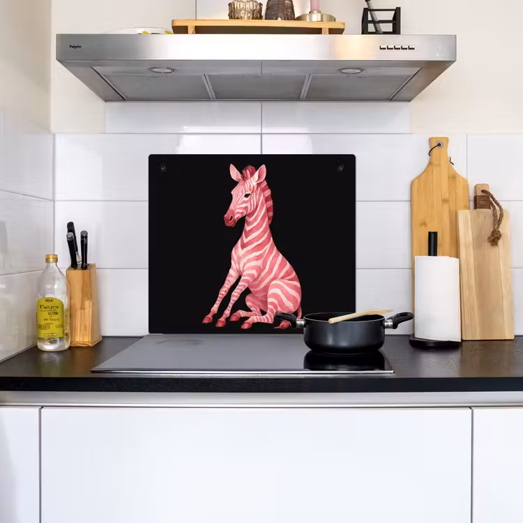 Zebra - Roze - Gestreept Inductie beschemer met haakjes middel -sfeer2