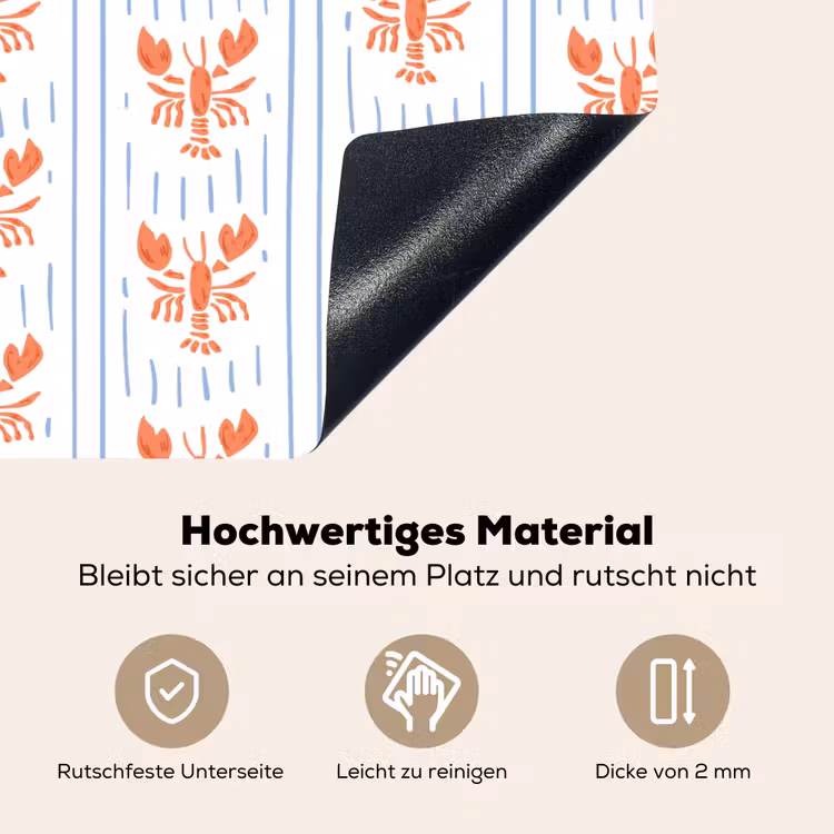 Zee - Kreeft - Oranje - Blauw Inductie beschemer met haakjes klein 777 -ky-onderkant-de
