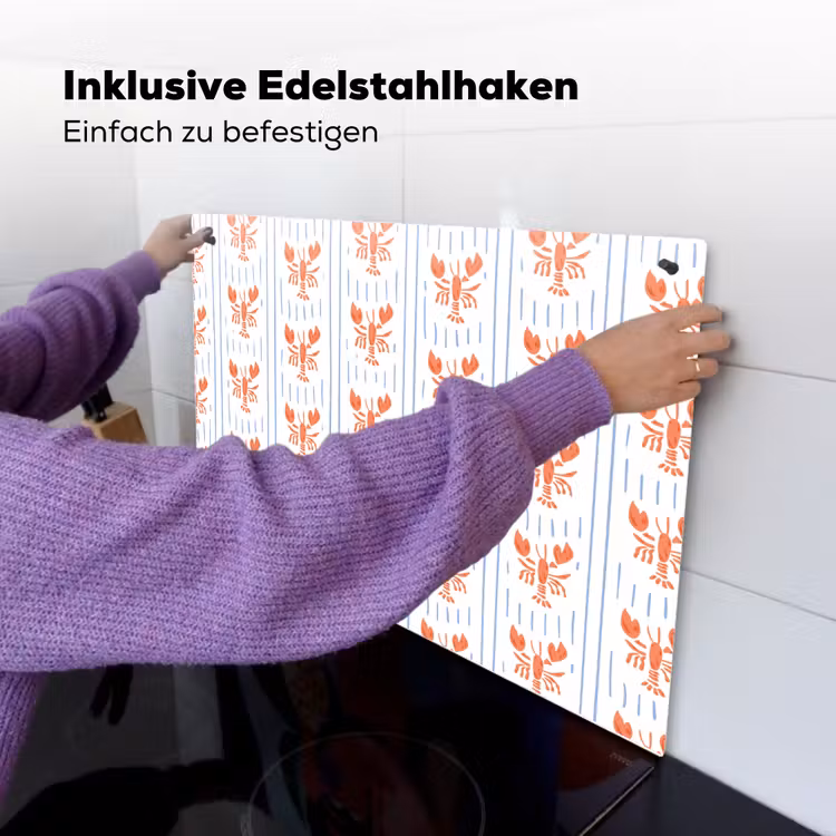 Zee - Kreeft - Oranje - Blauw Inductie beschemer met haakjes klein 777 -ky-ophangen-de