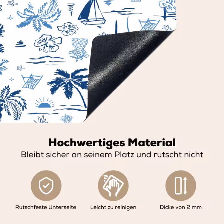 Zee - Strand - Blauw - Wit Inductie beschemer met haakjes klein 777 -ky-onderkant-de