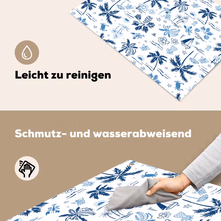 Zee - Strand - Blauw - Wit Inductie beschemer met haakjes klein 777 -ky-schoon-de