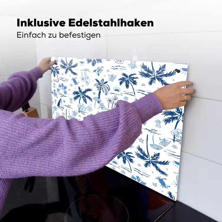 Zee - Strand - Blauw - Wit Inductie beschemer met haakjes klein 777 -ky-ophangen-de