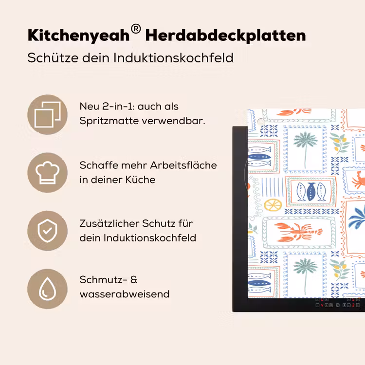 Italiaans - Zee - Sfeer - Krab - Multi Inductie beschemer met haakjes klein 777 -ky-usp-de