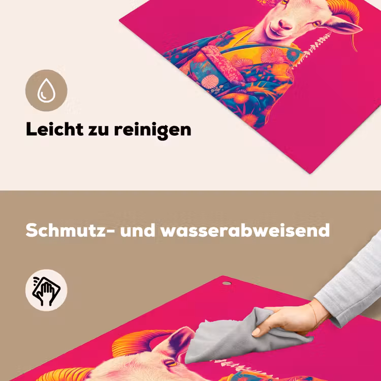 Geit - Hoorns - Kimono - Kleurrijk Inductie beschemer met haakjes klein -ky-schoon-de