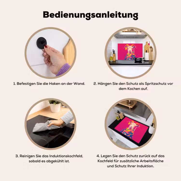 Geit - Hoorns - Kimono - Kleurrijk Inductie beschemer met haakjes klein -ky-gebruik-de