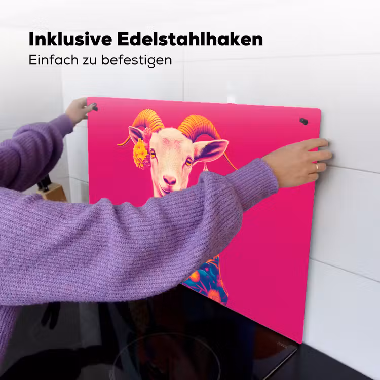 Geit - Hoorns - Kimono - Kleurrijk Inductie beschemer met haakjes klein -ky-ophangen-de