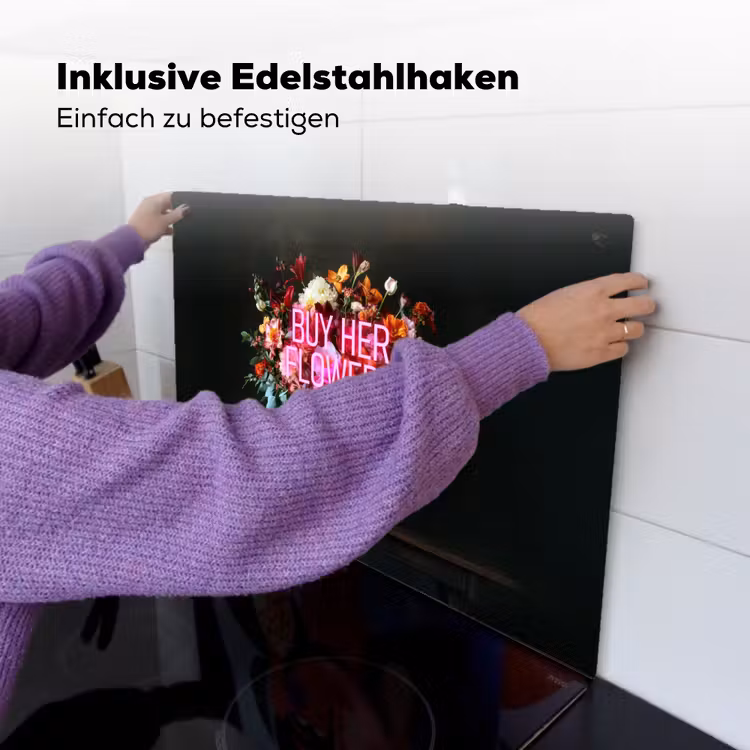 Quote - Bloemen - Vaas - Neon Inductie beschemer met haakjes klein -ky-ophangen-de