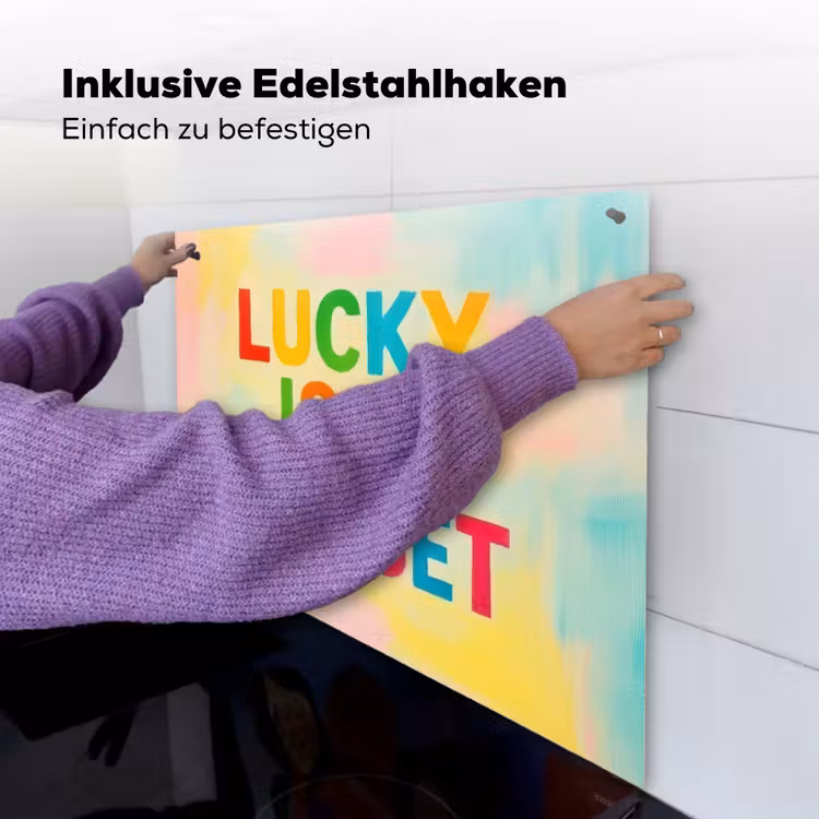 Quote - Lucky - Regenboogkleuren Inductie beschemer met haakjes middel -ky-ophangen-de