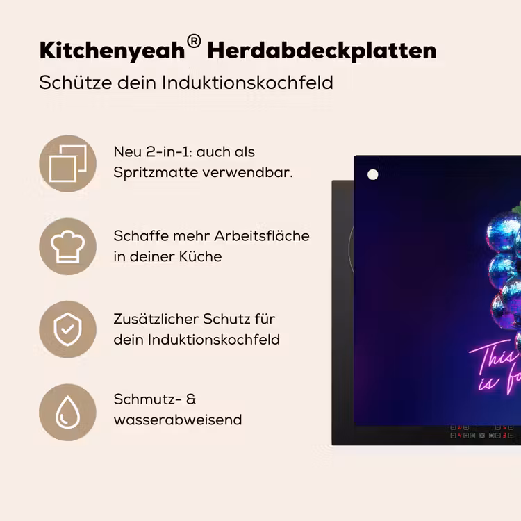 Quote - Neon - Disco - Druiven Inductie beschemer met haakjes klein -ky-usp-de