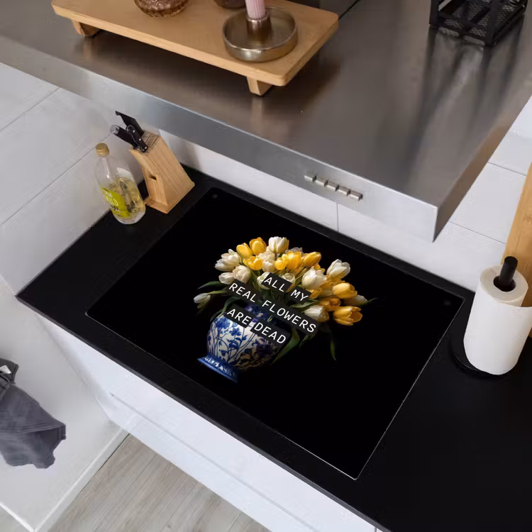 Quotes - Bloem - Tulp - Geel Inductie beschemer met haakjes klein -sfeer1