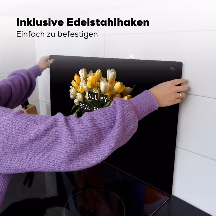 Quotes - Bloem - Tulp - Geel Inductie beschemer met haakjes klein -ky-ophangen-de