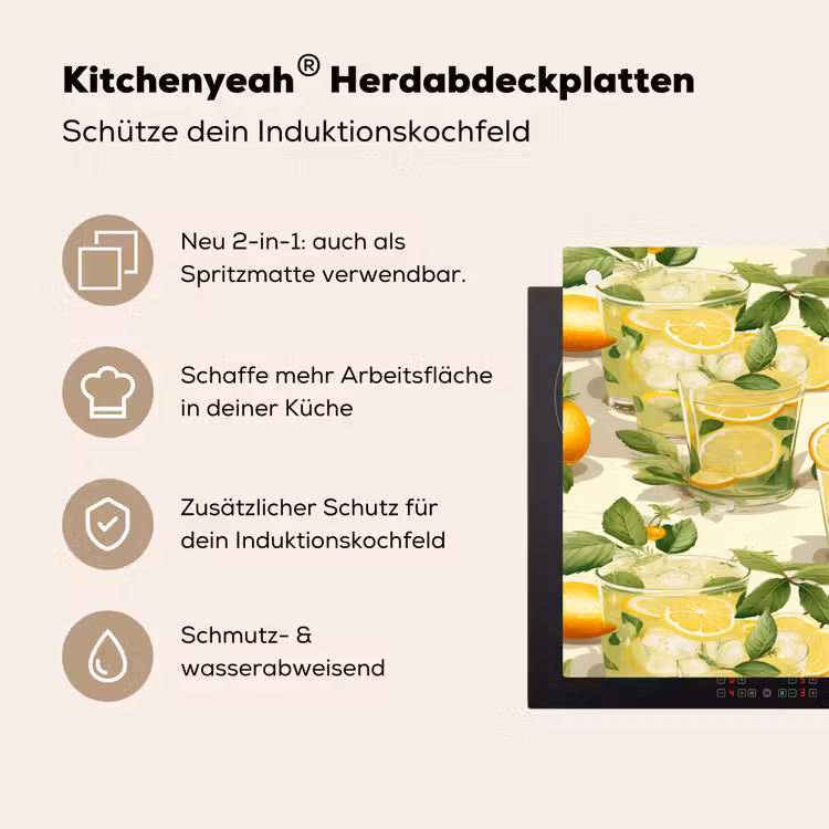 Citroen - Drankje - Glas - Munt Inductie beschemer met haakjes klein 777 -ky-usp-de