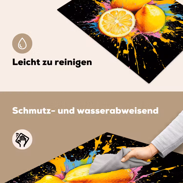 Citroen - Graffiti - Kleurrijk - Verf - Modern Inductie beschemer met haakjes klein -ky-schoon-de